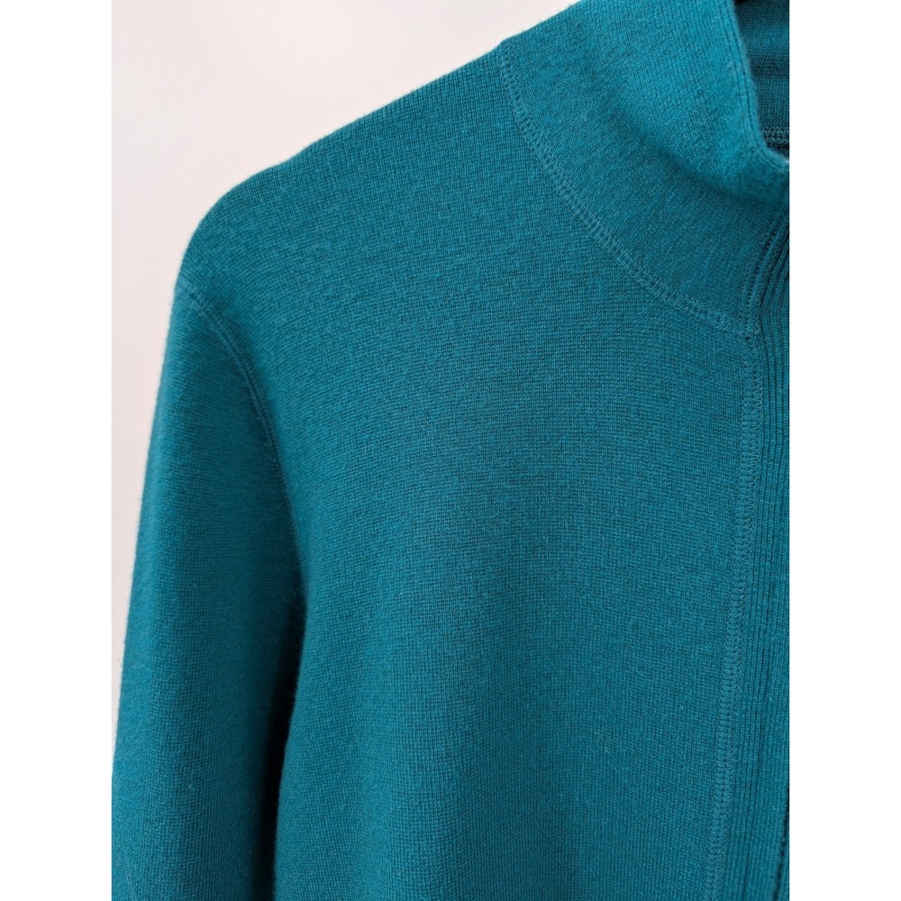 Title Nine Womens Teal Full Zip Merino Wool Blend Sweater Cardigan Size XL - Picture 2 of 10